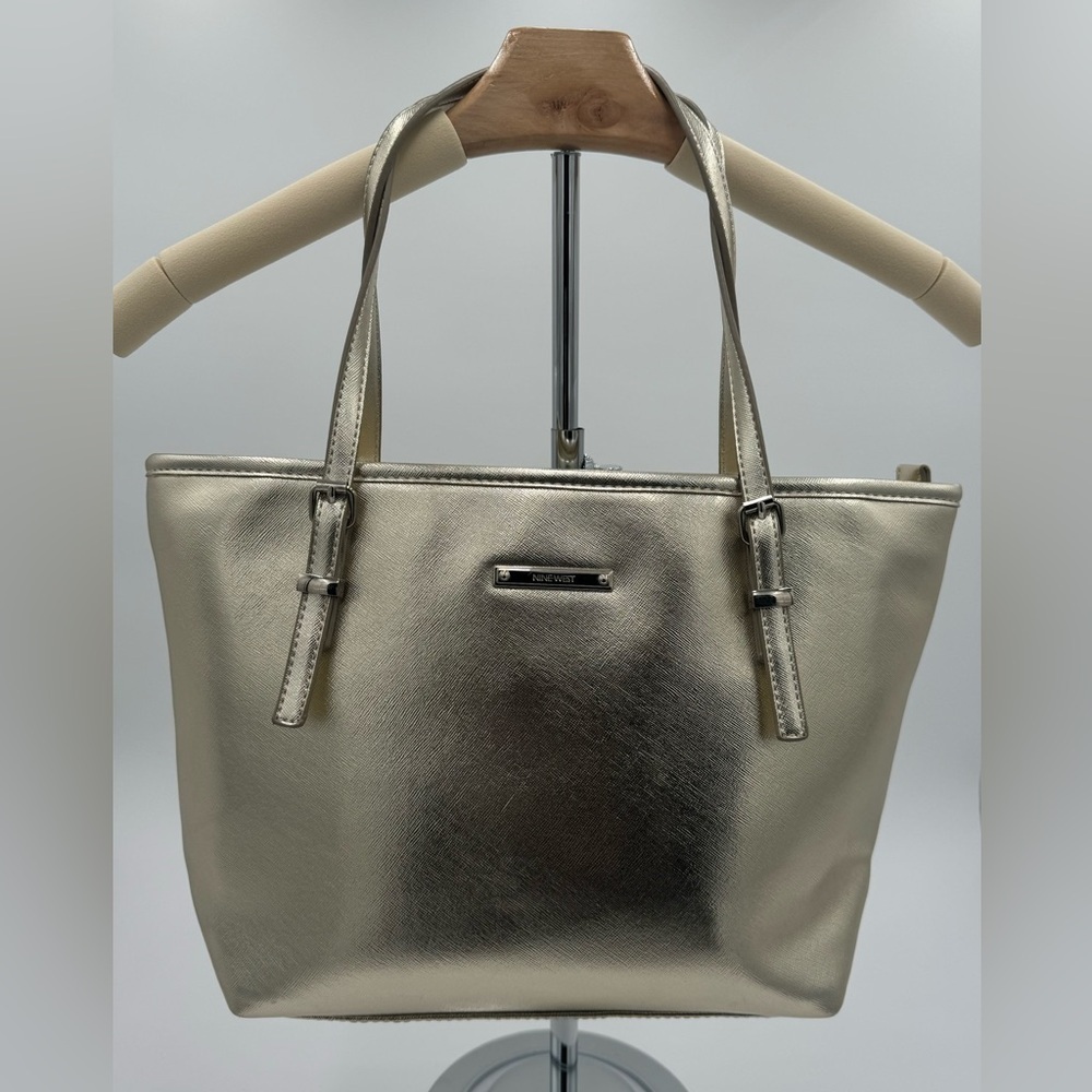 Nine West Gunmetal Champagne Gold Shoulder Bag Like New